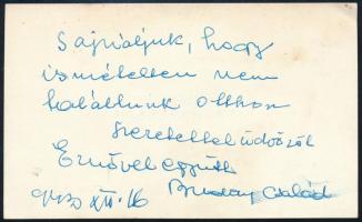 1943 Buday Gedeon Szováta Gyógyfürdő Rt. üzv. igazgatójának névjegykártyája, hátoldalon saját kézzel...