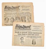 1952 A Népsport 3 db a Helsinki olimpiáról tudósító száma (1952. júl. 23., júl. 29., aug. 2.), a címlapon a magyar eredményekkel, kisebb sérülésekkel