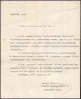 1935 Esztergom, Serédi Jusztinián (1884-1945) bíboros saját kézzel aláírt levele, Iványi Béla (1878-...