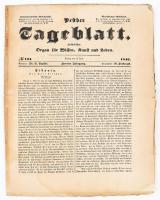 1840 Pesther Tagesblatt június 5-i száma aktuális hírekkel és hirdetésekkel