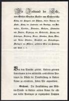 1845 I . Ferdinánd császár német nyelvű, pátense a katonai szolgálat 8 évre való emeléséről 4 oldal