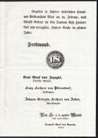 1845 I . Ferdinánd császár német nyelvű, pátense a katonai szolgálat 8 évre való emeléséről 4 oldal