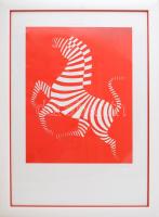 Vasarely, Victor (1908-1997): Zebra. Szitanyomat, papír, jelzett, üvegezett fakeretben, 48,5x38,5 cm...