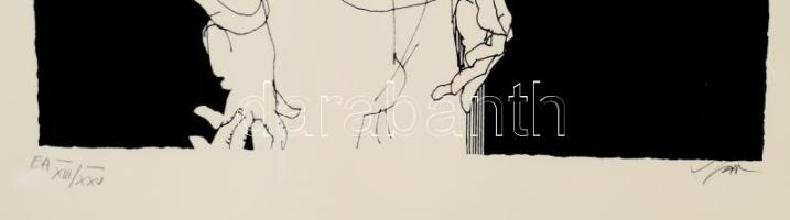 Szász Endre (1926-2003): Illusztráció Négysoros vershez, melyet Villon halálítélete szélére írt Szit...