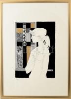 Szász Endre (1926-2003): Illusztráció Francois Villon Chanson a párizsi szépasszonyokról c. művéhez....