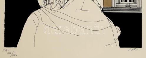 Szász Endre (1926-2003): Illusztráció Francois Villon A haláltánc ballada c. művéhez. Szitanyomat, p...