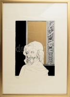 Szász Endre (1926-2003): Illusztráció Francois Villon A haláltánc ballada c. művéhez. Szitanyomat, p...