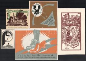 Vegyes kisgrafika tétel (Divéky József, Dinnyés Ferenc, Bartos László-Menyhárt József, stb.), 5 db