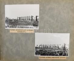 cca 1950 Románia, Szakszervezeti Világkongresszus fotóalbuma 30 db feliratozott fotóval, albumban. P...