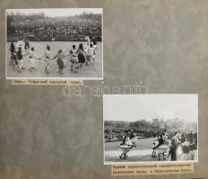 cca 1950 Románia, Szakszervezeti Világkongresszus fotóalbuma 30 db feliratozott fotóval, albumban. P...