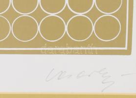 Victor Vasarely (1908-1997): Op-art kompozíció. Szitanyomat, papír. Jelzett, számozott: 14/50. Üvege...