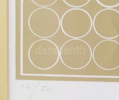 Victor Vasarely (1908-1997): Op-art kompozíció. Szitanyomat, papír. Jelzett, számozott: 14/50. Üvege...