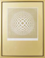 Victor Vasarely (1908-1997): Op-art kompozíció. Szitanyomat, papír. Jelzett, számozott: 14/50. Üvege...