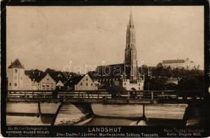 Landshut, Alter Stadtteil, Ländthor, Martinskirche, Schloss Trausnitz. Die Welt in Photographien Hermann Hillger Verlag 1899 (EK)