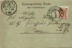 1898 (Vorläufer) Kraków, Krakkó, Krakau; Kopiec Kosciuszki / night (tear)