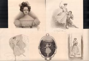 19. sz. vége, de Voisin grófné Marie Taglioni (1804-1884) híre balett-táncosnő művészete nyomatokon,...