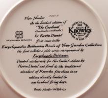 Knowles dísztányér, madárpár ábrázolásával, jelzett, d: 21,5 cm