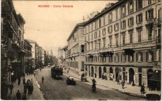 Milano, Corso Venezia / street, tram, automobile, post office, shops (fl)