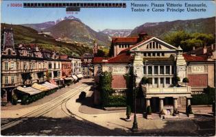 Merano, Meran (Südtirol); Piazza Vittorio Emanuele, Teatro e Corso Principe Umberto / square, theatre, street, hotel