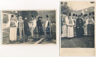 1940 Kolozsnagyida, Nagyida, Iuda Mare, Viile Tecii; erdélyi szász népviselet / Transylvanian Saxon folklore - 2 db régi fotó képeslap / 2 pre-1945 photo postcards (fl)