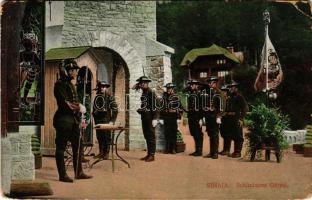 1916 Sinaia, Schimbarea Garzei / Romanian military, changing of the guards + "M. kir. 51. honvéd gyaloghadosztály távbeszélő osztag" (EK)