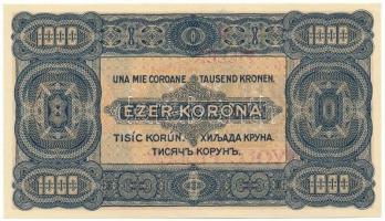 1923. 1000K "8 FILLÉR - NYOLC FILLÉR" felülbélyegzéssel, nyomdahely-jelölés nélkül T:AU-XF...