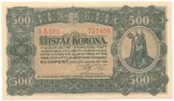 1923. 500K nyomdahely jelölés nélkül T:AU, pici sarokhajlások Adamo K34