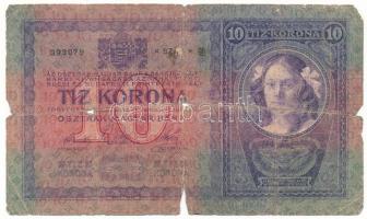 1904. 10K kiolvashatatlan kék felülbélyegzéssel T:VG-G, szakadások, anyaghiányok
Adamo K10