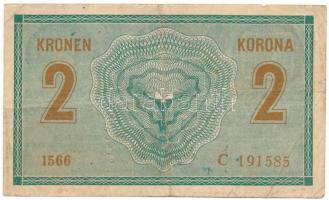 1914. 2K "C 1566 191585" kiolvashatatlan kék felülbélyegzéssel T:F, tűlyukak
Hungary 1914...