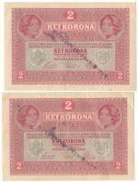1917. 2K (2x) sorszámkövetők "1218 389572 - 1218 389573" felismerhetetlen fekete felülbély...