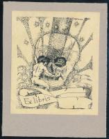 Czirbusz László (-): Ex libris (biankó). Klisé, papír, jelzett a klisén. Teteje kartonra kasírozva. 8x7 cm