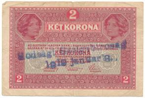 1917. 2K "1264 009150" felismerhetetlen kék felülbélyegzéssel T:F, pici lyuk a kereszthajt...