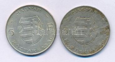 1947. 5Ft Ag "Kossuth" (2x) T:VF,F patina
Adamo F8.1