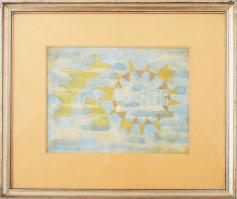 Barta Mária (1897-1969): Absztrakt kompozíció, 1940. Olaj, vászon, jelezve balra lent, üvegezett fak...