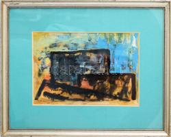 Barta István (1892-1976): Geometria és gesztus. Vegyes technika, papír, jelezve jobbra lent, üvegeze...