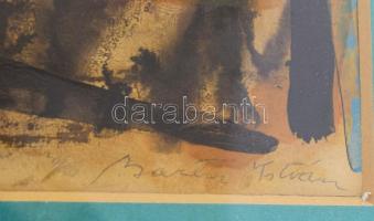 Barta István (1892-1976): Geometria és gesztus. Vegyes technika, papír, jelezve jobbra lent, üvegeze...