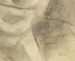 Aczél Ilona (1929-2000): Önarckép. Szén, papír, jelzett. Üvegezett fakeretben. 30x30 cm