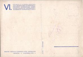 1935 Budapest VI. Főiskolai Világbajnokság reklámlapja. Magyar Főiskolai Sportegyletek Egyesülése ki...
