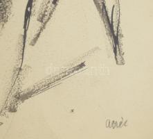 Aczél Ilona (1929-2000): Önarckép. Tus, papír, jelzett. Üvegezett fakeretben. 35x25 cm