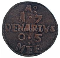 DN II. Rákóczi Ferenc 1704-1711. Denár mintájára készült bronz "MÉE" utánveret emlékérem (17mm) T:UNC