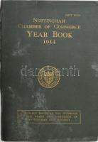 Beaumont, R. H.: Commercial Year Book of the Nottingham Chamber of Commerce with Classified Trade Indices in English, French, Spanish and German. Edited and Complied by - - . Derby-Leeds-London, 1914, Bemrose &amp; Sons Ltd. Gazdag fekete-fehér és színes képanyaggal, kihajtható térképekkel, hirdetésekkel. Angol nyelven. Kiadói aranyozott egészvászon-kötés, ázott, kissé deformált borítóval, helyenként ázásnyomokkal.