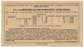 1946. "II. Újjáépítési Állami Sorsjáték" fél-sorsjegy 50.000Ft értékben T:VF
