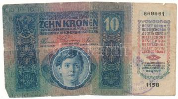 1915. 10K kék felülbélyegzéssel T:F-VG, pici szakadások, pici lyuk a kereszthajtásnál
Adamo K11