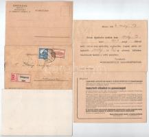 ~1930-1940. 5db klf pénzintézeti értesítő, levelőlap használ állapotban, közte bélyeggel, bélyegzése...