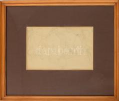 Jelzés nélkül: Szecessziós illusztráció- vagy falképterv. Ceruza, papír. Üvegezett fakeretben. 11x18...