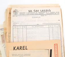 cca 1900-1940 Nagy reklám tétel, főleg fejléces számlák, reklám nyomtatványok, levélpapírok 100 db