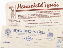 cca 1900-1940 Nagy reklám tétel, főleg fejléces számlák, reklám nyomtatványok, levélpapírok 100 db