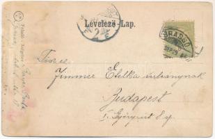 ~1900 Brassó, Kronstadt, Brasov; Noa, út a fenyvesbe. Montázs kerékpározó hölggyel és úrral / Weg zu...