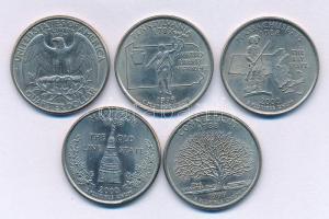 Amerikai Egyesült Államok 1997-2000. 1/4$ (5xklf), egy kivételével emlékkiadások T:AU-XF
USA 1997-2...