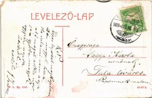 1909 Pöstyén, Piestany; park részlet a zene pavilonnal. W.L. Bp. 5747. / music pavilion (EM)